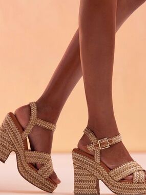 ASOS Natural Woven Espadrille Platform Wedges